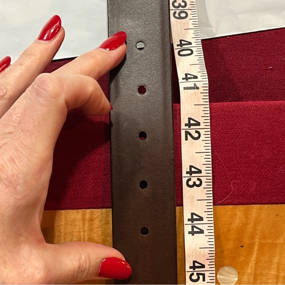 BROWN Argentina Leather Belt size 42 Sectioned, Silver Square Buckle 40-44” art - Picture 2 of 16